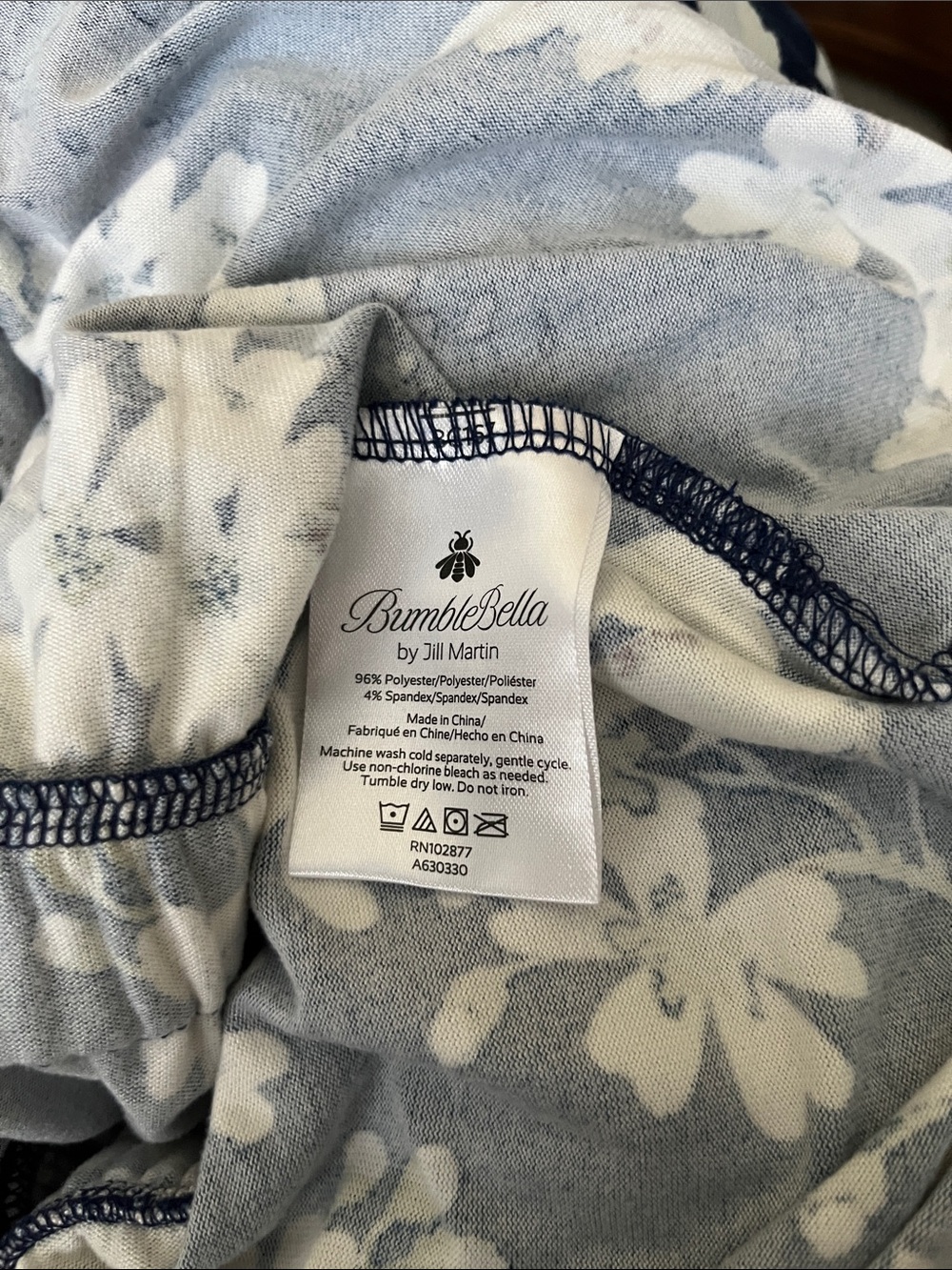 Navy Floral Jumpsuit with Cream Blossoms - Picture 9 of 9